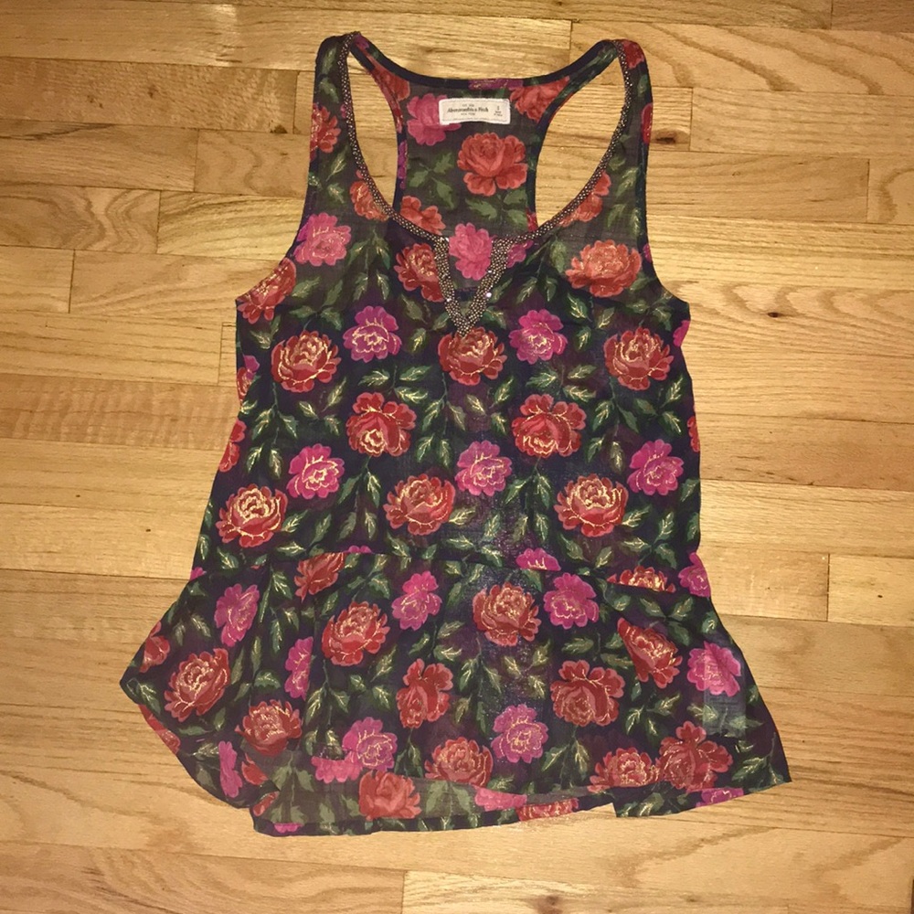 Gorgeous Rose Print Tank with Beading Detail